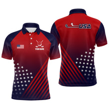 Load image into Gallery viewer, Mens Golf Polo Shirts American Flag Patriotic Custom Red And Navy Golf Shirts Best Men Golf Wears TDM1891