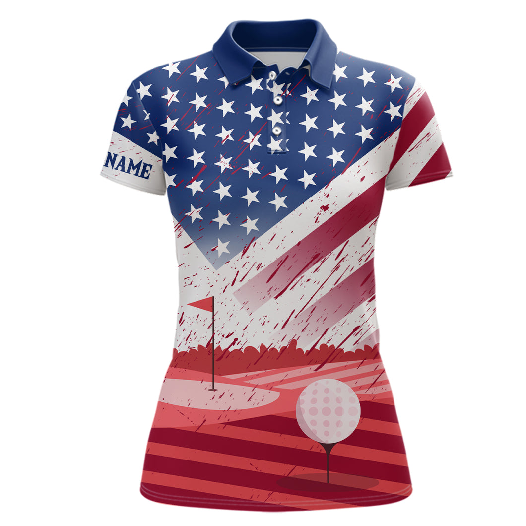 Womens Golf Polo Shirts Custom American Flag Best Patriotic Golf Shirts For Team Golfer, Golf Gifts TDM1893