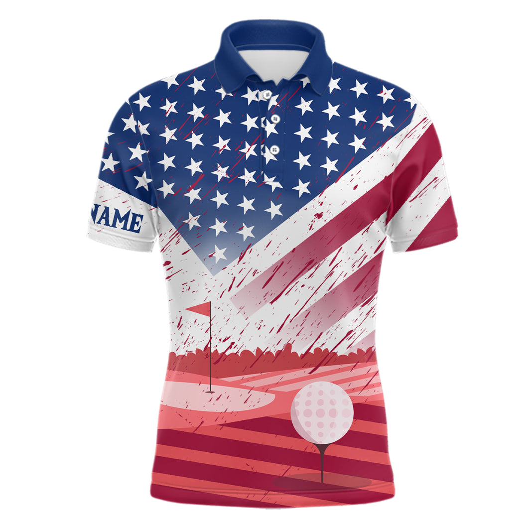 Mens Golf Polo Shirts Custom American Flag Best Patriotic Golf Shirts For Team Golfer, Golf Gifts TDM1893