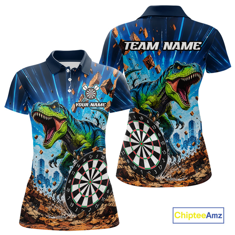 Custom Dinosaur Funny Darts Polo Shirt Designed for Personalized Darts Team Jerseys with Eye Catching Artwork, Premium Athletic Performance, and League Ready Style