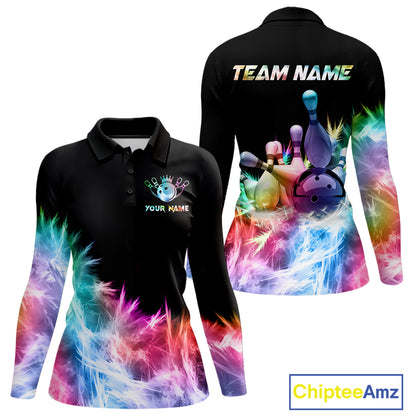 Icy Colorful Light Women's Bowling Shirt Custom Bowling Jersey Outfit Team Polo & Quarter Zip TDM4654