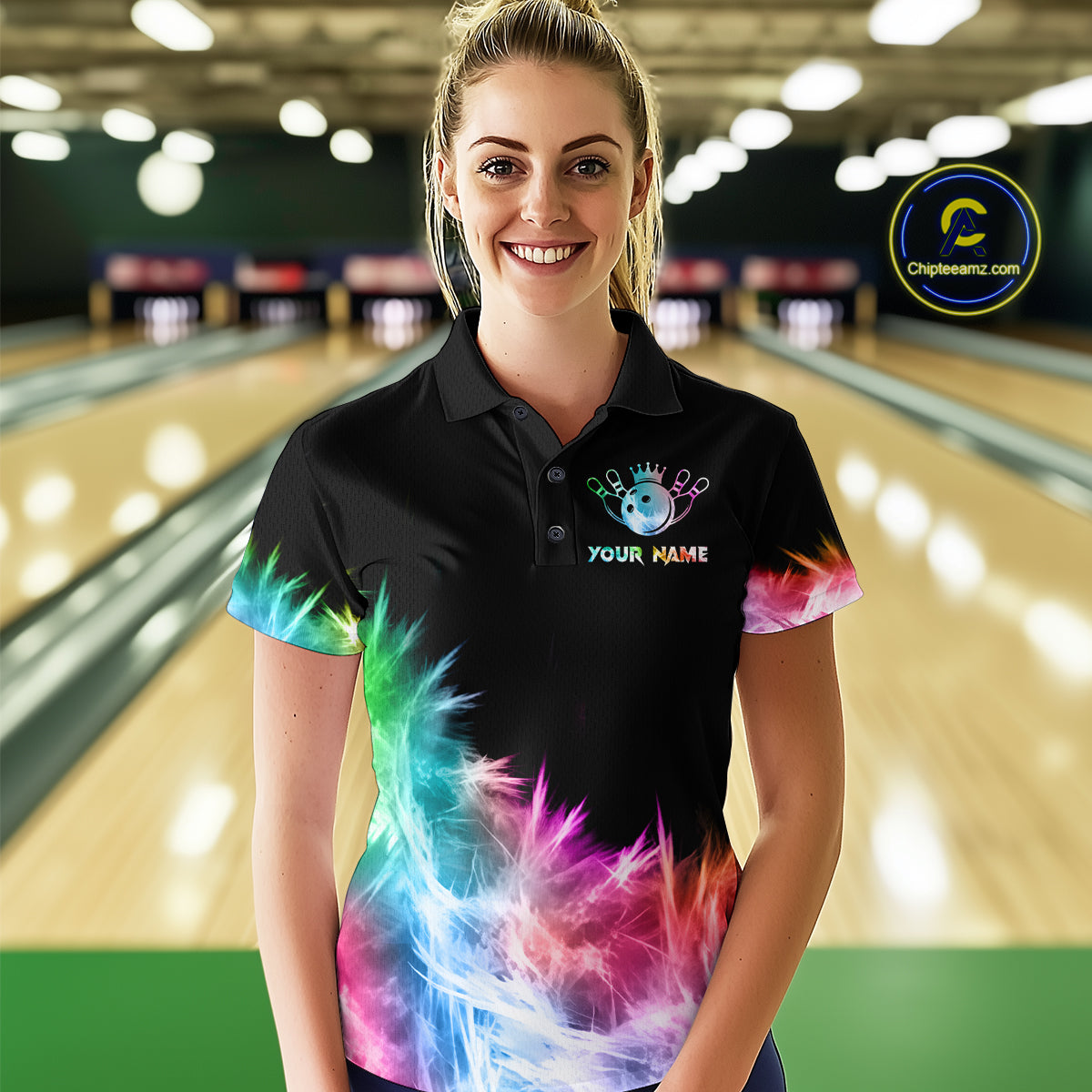 Icy Colorful Light Women's Bowling Shirt Custom Bowling Jersey Outfit Team Polo & Quarter Zip TDM4654