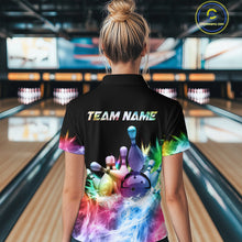 Load image into Gallery viewer, Icy Colorful Light Women&#39;s Bowling Shirt Custom Bowling Jersey Outfit Team Polo &amp; Quarter Zip TDM4654