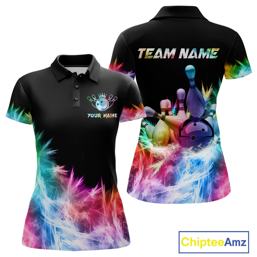 Icy Colorful Light Women's Bowling Shirt Custom Bowling Jersey Outfit Team Polo & Quarter Zip TDM4654