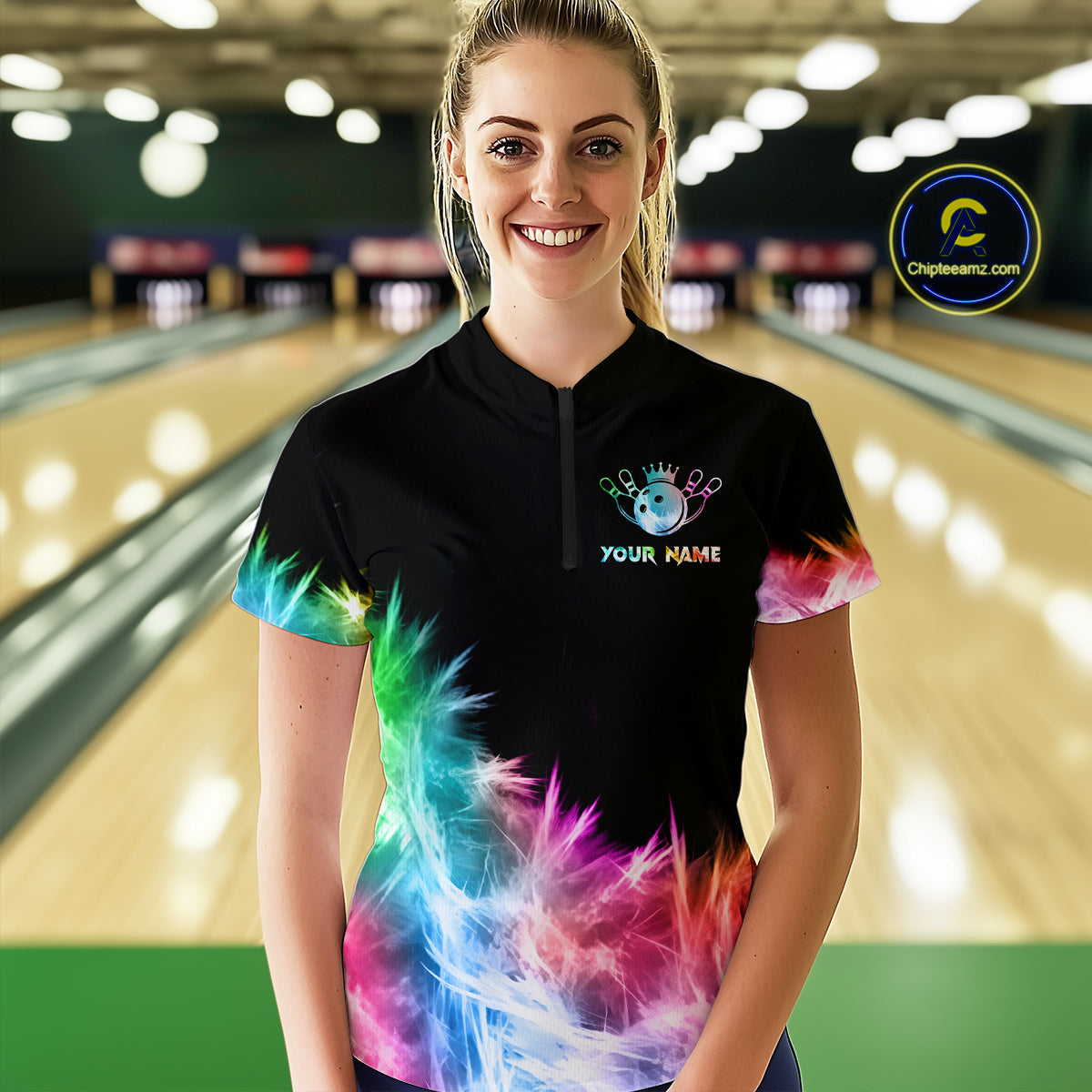 Icy Colorful Light Women's Bowling Shirt Custom Bowling Jersey Outfit Team Polo & Quarter Zip TDM4654