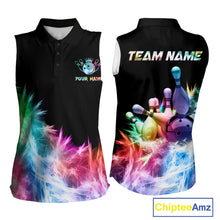 Load image into Gallery viewer, Icy Colorful Light Women Sleeveless Polo Bowling Shirt Custom Bowling Team Jersey Outfit TDM4654