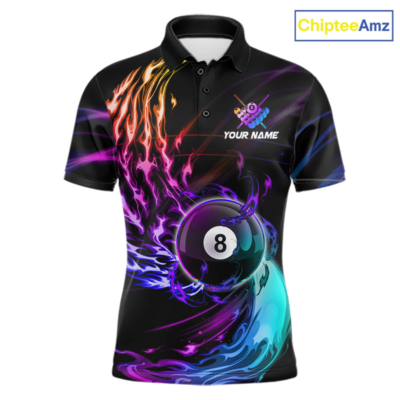 Personalized Purple Blue 8 Ball Billiard Pool Shirts For Men Custom Glowing Billiard Team Jersey TDM7336