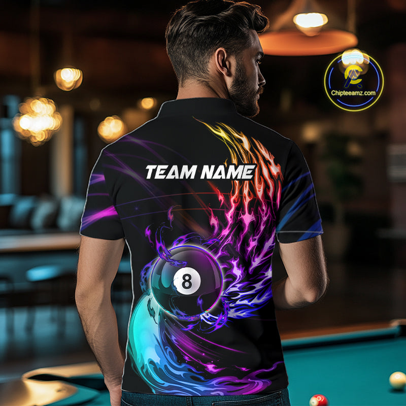 Personalized Purple Blue 8 Ball Billiard Pool Shirts For Men Custom Glowing Billiard Team Jersey TDM7336