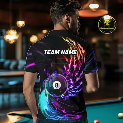 Personalized Purple Blue 8 Ball Billiard Pool Shirts For Men Custom Glowing Billiard Team Jersey TDM7336