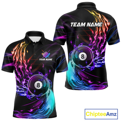 Personalized Purple Blue 8 Ball Billiard Pool Shirts For Men Custom Glowing Billiard Team Jersey TDM7336