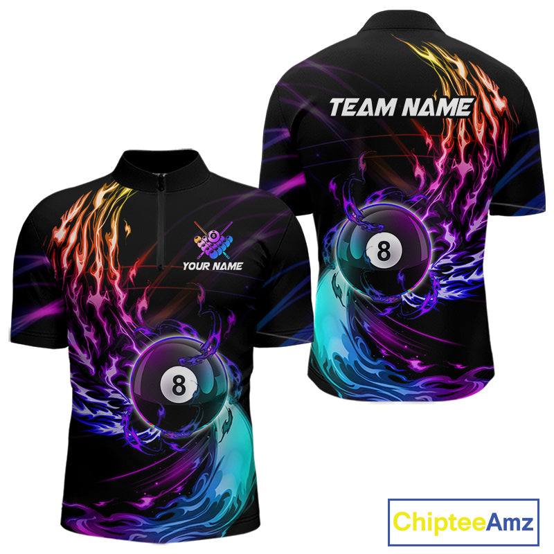 Personalized Purple Blue 8 Ball Billiard Pool Shirts For Men Custom Glowing Billiard Team Jersey TDM7336