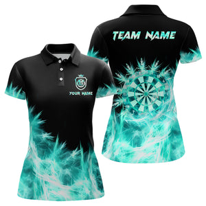 Icy Turquoise Light Womens Darts Polo & Quarter Zip Shirts Custom Dart Shirts For Team Darts Jerseys TDM2577