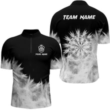 Load image into Gallery viewer, Icy Black White Light Men Darts Polo &amp; Quarter Zip Shirts Custom Dart Shirts For Team Dart Jerseys TDM2832