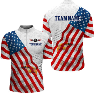 American Flag Eagle 8 Ball Billiard Shirts For Men Custom Pride Patriotic Team Billiard Jerseys TDM3305