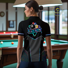 Load image into Gallery viewer, Personalized Holographic Billiard 8 Ball &amp; 9 Ball Pool Polo, 1/4 Zip For Women, Billiard Team Jersey TDM4253