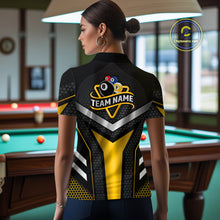 Load image into Gallery viewer, Personalized Billiard 8 Ball &amp; 9 Ball Pool Polo, 1/4 Zip For Women Custom Team Billiard Jersey|Yellow TDM4255