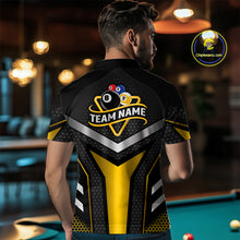 Load image into Gallery viewer, Personalized Billiard 8 Ball &amp; 9 Ball Pool Polo, 1/4 Zip For Men Custom Team Billiard Jersey|Yellow TDM4255