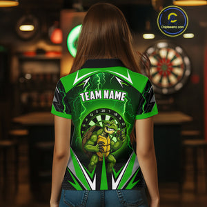 Personalized Funny Turtle Darts Shirt For Women Custom Thunder Lightning Green Darts Team Jerseys TDM4664