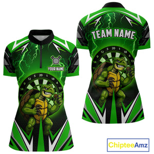 Personalized Funny Turtle Darts Shirt For Women Custom Thunder Lightning Green Darts Team Jerseys TDM4664