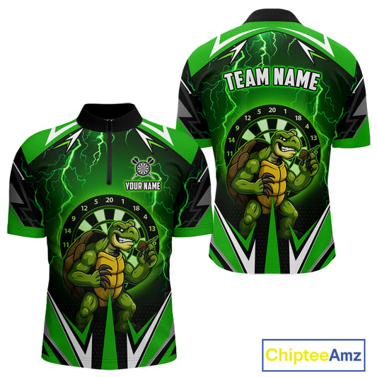 Personalized Funny Turtle Darts Shirt For Men Custom Thunder Lightning Green Darts Team Jerseys TDM4664