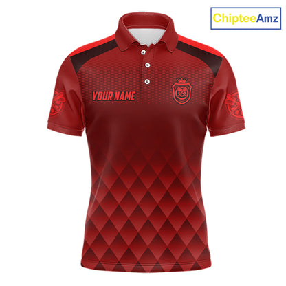 Personalized Red Geometric Darts Shirt For Men Custom Darts Jersey, Darts Tournament Team Shirts TDM7665