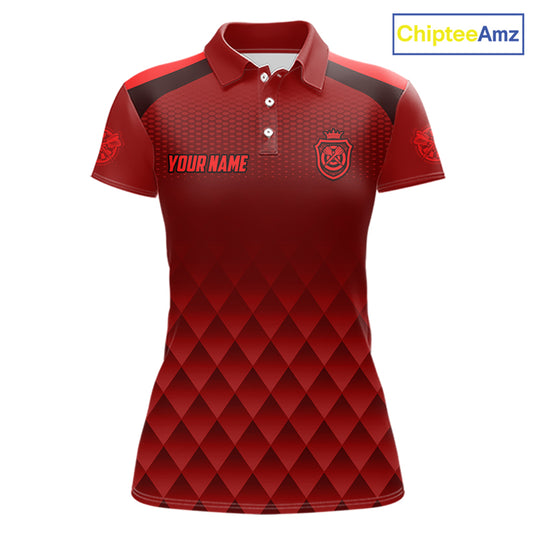 Personalized Red Geometric Darts Shirt For Women Custom Darts Jersey, Darts Tournament Team Shirts TDM7665