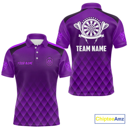 Personalized Purple Geometric Darts Shirt For Men Custom Darts Jersey, Darts Tournament Team Shirt TDM7666