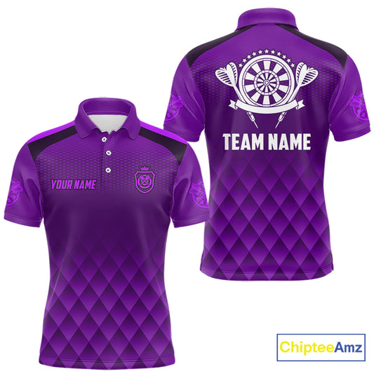 Personalized Purple Geometric Darts Shirt For Men Custom Darts Jersey, Darts Tournament Team Shirt TDM7666