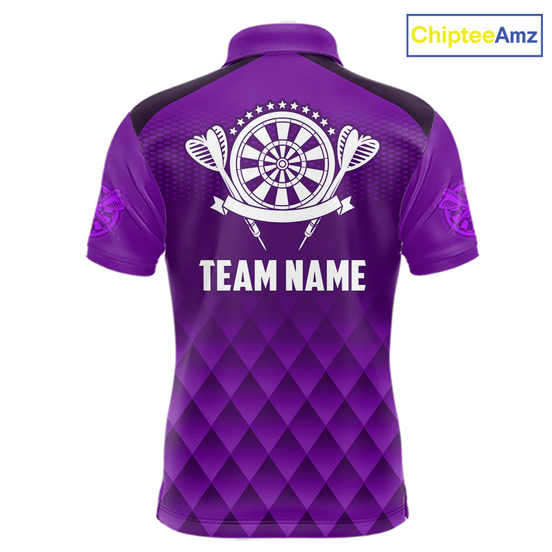 Personalized Purple Geometric Darts Shirt For Men Custom Darts Jersey, Darts Tournament Team Shirt TDM7666