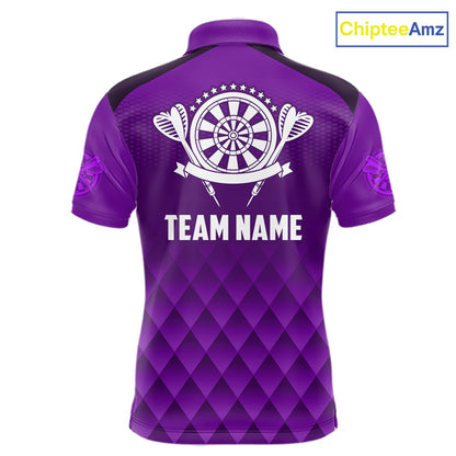 Personalized Purple Geometric Darts Shirt For Men Custom Darts Jersey, Darts Tournament Team Shirt TDM7666