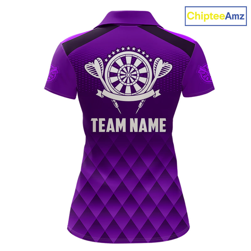 Personalized Purple Geometric Darts Shirt For Women Custom Darts Jersey, Darts Tournament Team Shirt TDM7666