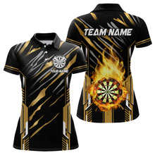 Load image into Gallery viewer, 3D Darts Board Fire Flame Custom Dart Shirts For Women, Best Dart League Jerseys Team Uniform | Gold TDM3073