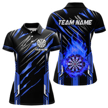 Load image into Gallery viewer, 3D Darts Board Fire Flame Custom Dart Shirts For Women, Best Dart League Jerseys Team Uniform | Blue TDM3074