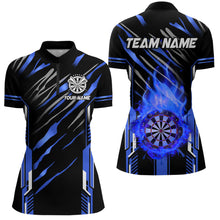 Load image into Gallery viewer, 3D Darts Board Fire Flame Custom Dart Shirts For Women, Best Dart League Jerseys Team Uniform | Blue TDM3074