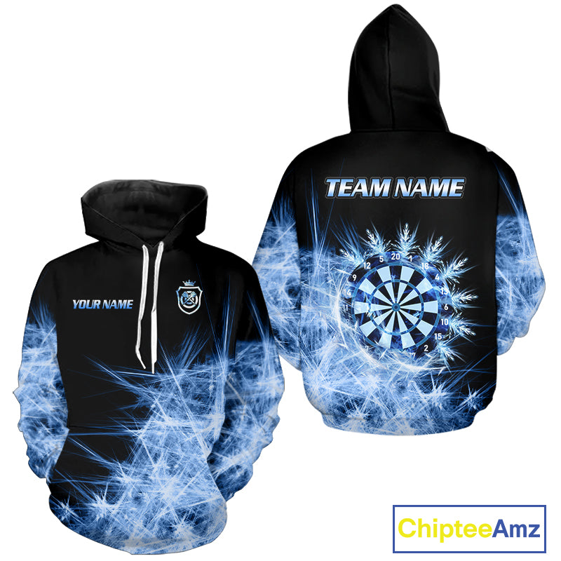 Blue Dartboard Icy Light Darts Hoodie For Men And Women Custom Darts Jersey, Darts Team Shirts TDM3320
