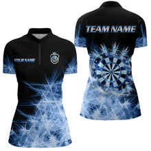 Load image into Gallery viewer, Blue Icy Light Womens Darts Polo &amp; Quarter Zip Shirts Custom Dart Shirts For Team Darts Jerseys TDM3320