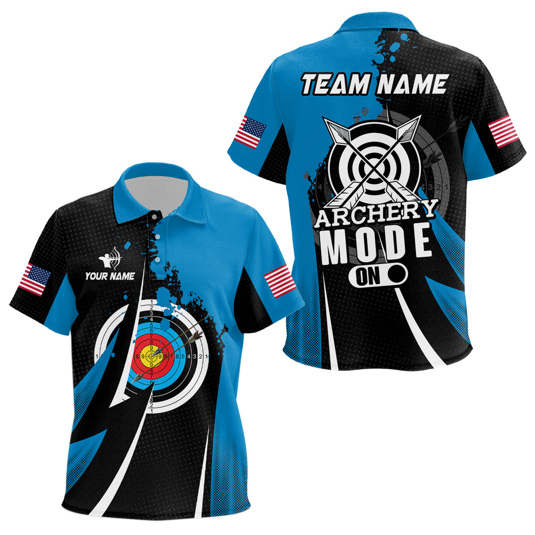 Personalized Blue Jerseys Archery Mode On Polo Shirts For Kid Custom Archery Jerseys Team Shirts TDM1322