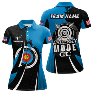 Personalized Blue Jerseys Archery Mode On Polo Shirts For Women Custom Archery Jerseys Team Shirts TDM1322