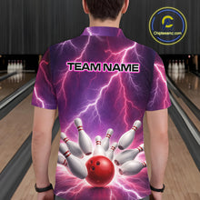 Load image into Gallery viewer, Custom Thunder Lightning Red &amp; Purple Bowling Shirt For Men, Bowling Team Jersey Polo &amp; 1/4 Zip TDM6189
