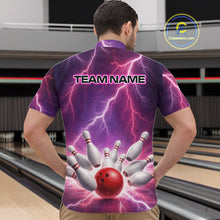 Load image into Gallery viewer, Custom Thunder Lightning Red &amp; Purple Bowling Shirt For Men, Bowling Team Jersey Polo &amp; 1/4 Zip TDM6189