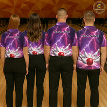 Load image into Gallery viewer, Custom Thunder Lightning Red &amp; Purple Bowling Shirt For Men, Bowling Team Jersey Polo &amp; 1/4 Zip TDM6189