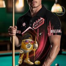 Load image into Gallery viewer, Red Funny 9 Ball Billiard Shirt For Men Custom Pool Team Shirt, Billiard Jersey Polo &amp; 1/4 Zip TDM6614