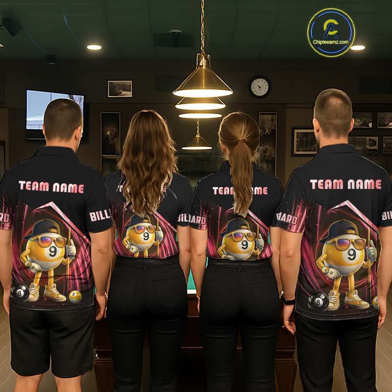 Red Funny 9 Ball Billiard Shirt For Women Custom Pool Team Shirt, Billiard Jersey Polo & 1/4 Zip TDM6614