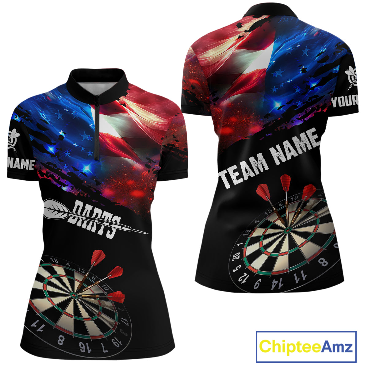 Personalized Glowing American Flag Darts Shirt For Women Custom Patriotic Darts Team Jerseys TDM4265