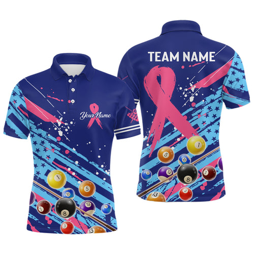 Breast Cancer American Flag Custom Billiard Shirts For Men, Billiard Balls Jerseys, Gift For Pooler TDM2355