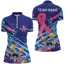 Load image into Gallery viewer, Breast Cancer American Flag Custom Billiard Shirts For Women, Billiard Balls Jerseys, Gift For Pooler TDM2355