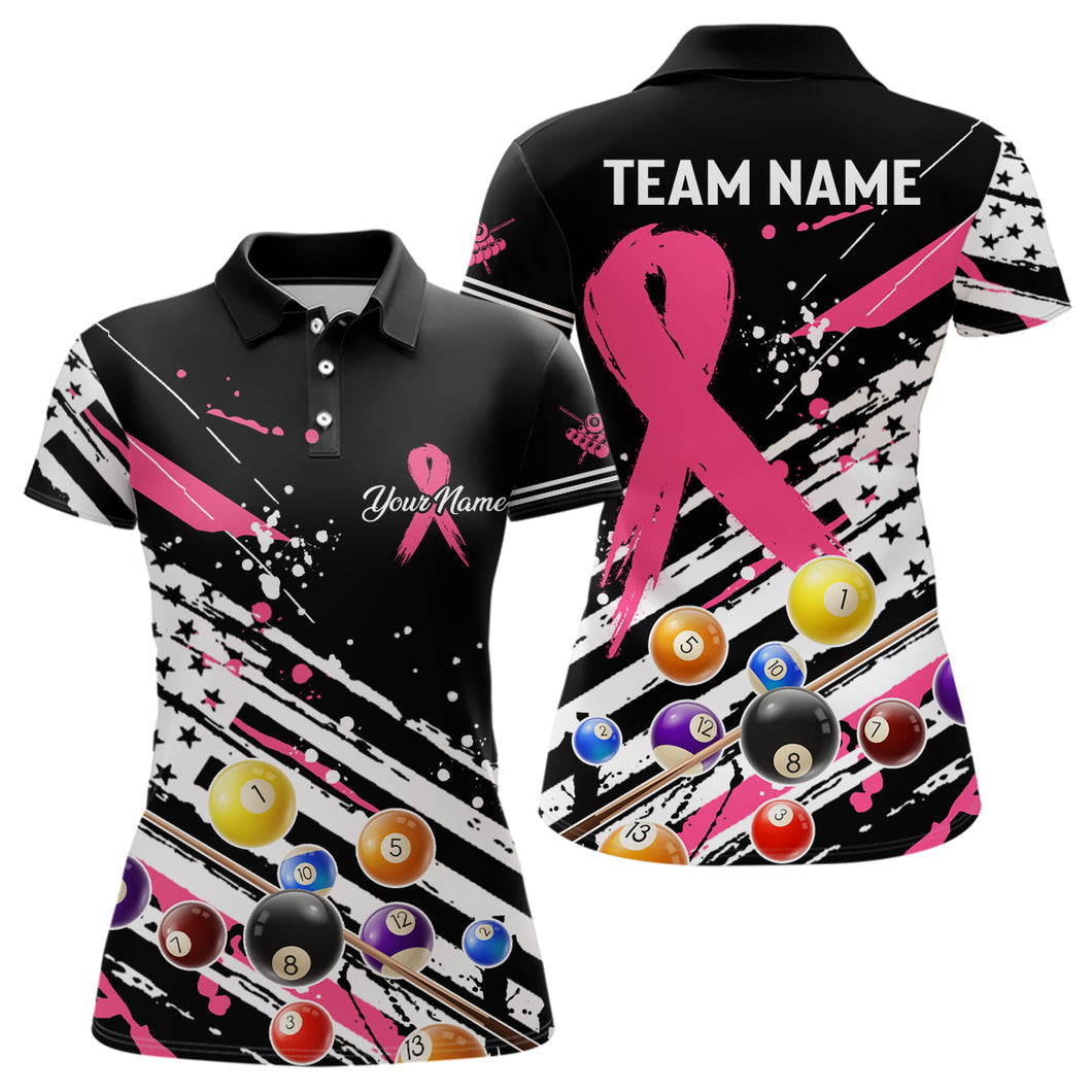 Breast Cancer American Flag Custom Billiard Shirts For Women, Billiard Balls Jerseys, Gift For Pooler TDM2356