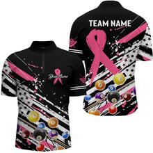 Load image into Gallery viewer, Breast Cancer American Flag Custom Billiard Shirts For Men, Billiard Balls Jerseys, Gift For Pooler TDM2356