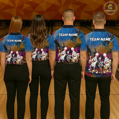 Colorful Graffiti Funny Beer Bowling Shirts For Men Custom Bowling League Bowling Team Jersey TDM7363