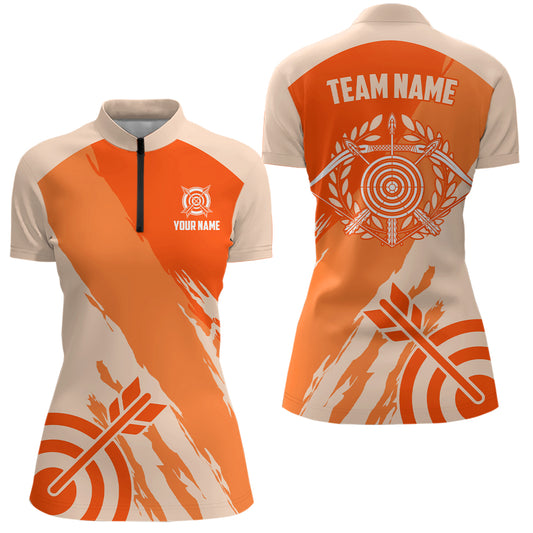Personalized Orange Jerseys Archery Women Quarter-Zip Shirts Custom Archery Jerseys Shirts TDM0636